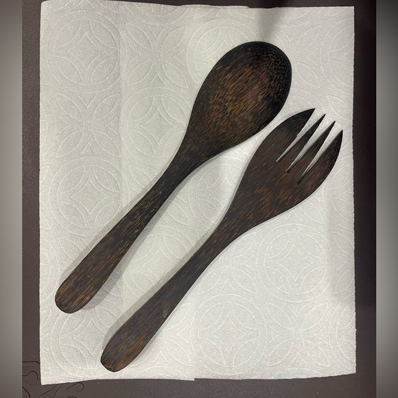 Costa Rica Wooden Spoon & Fork Salad Set - Picture 2 of 2